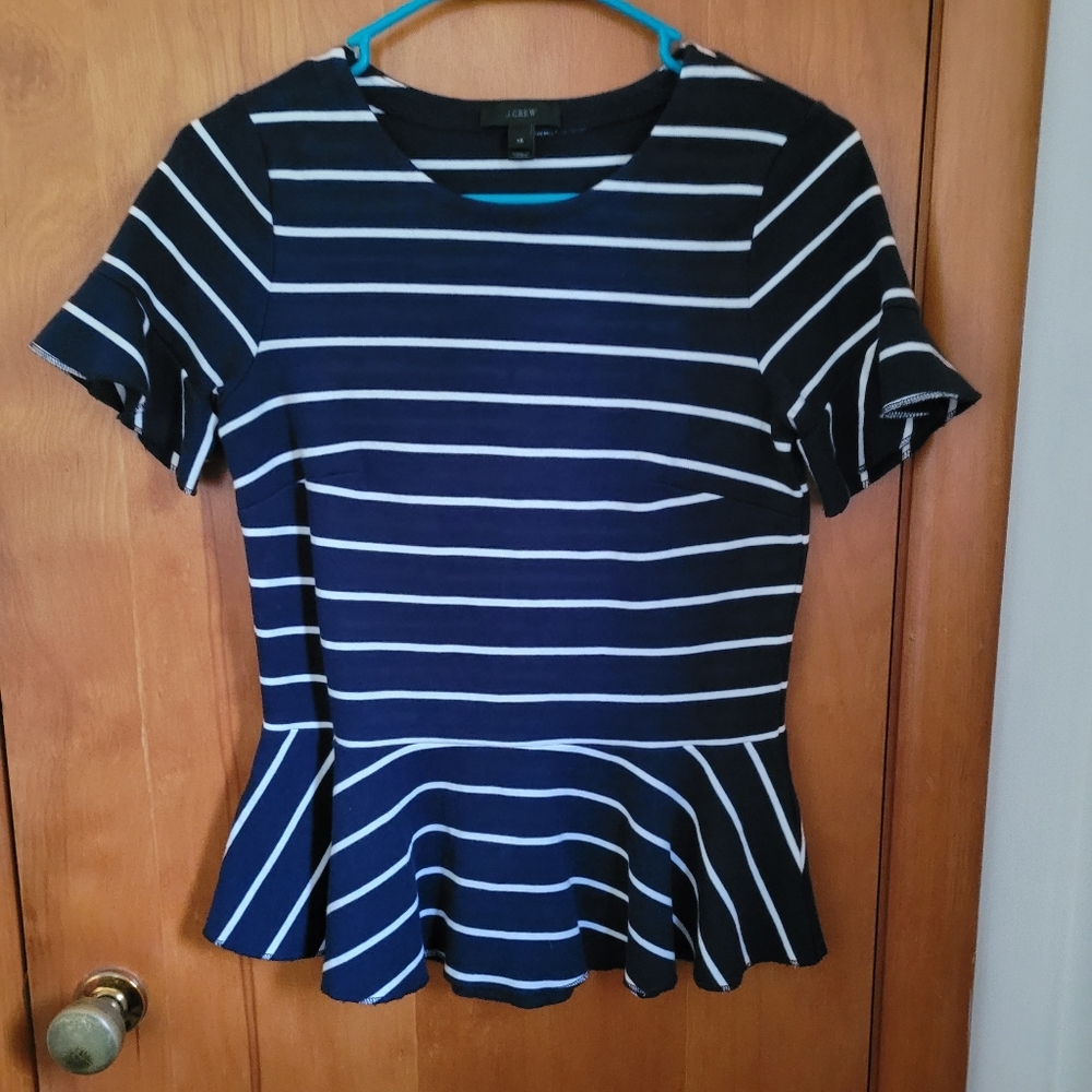 J.Crew Striped Peplum Top